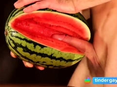 water melon cum – fucking a melon and cumming
